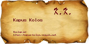 Kapus Kolos névjegykártya